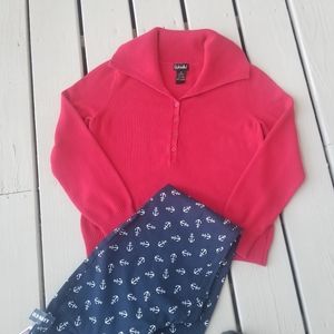 Rafaella red medium sailor collar sweater